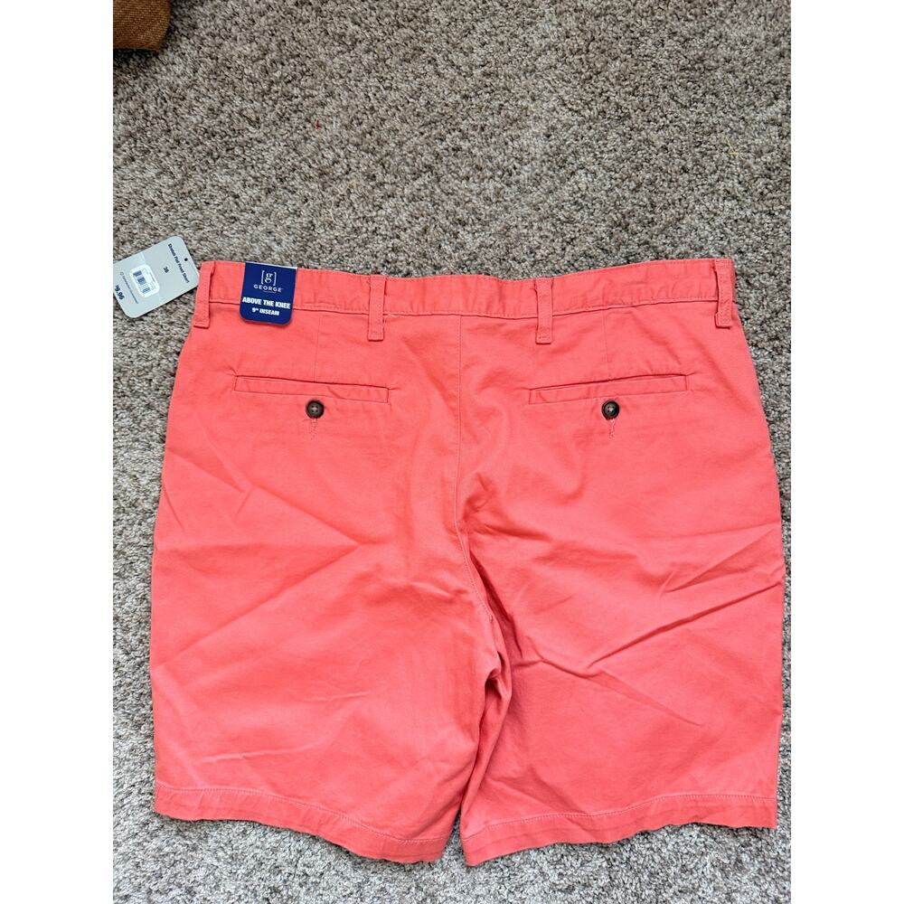 George Men's Cotton Blend Coral Shorts Chino NWT 36 - Picture 3 of 5